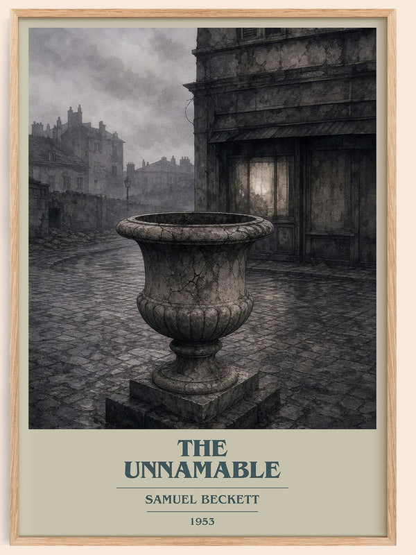The Unnamable book cover book poster by Samuel Beckett – framed literary art print