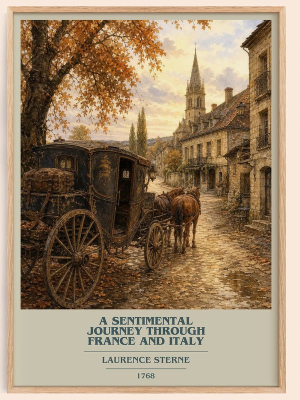 A Sentimental Journey Through France and Italy book cover book poster by Laurence Sterne – framed literary art print