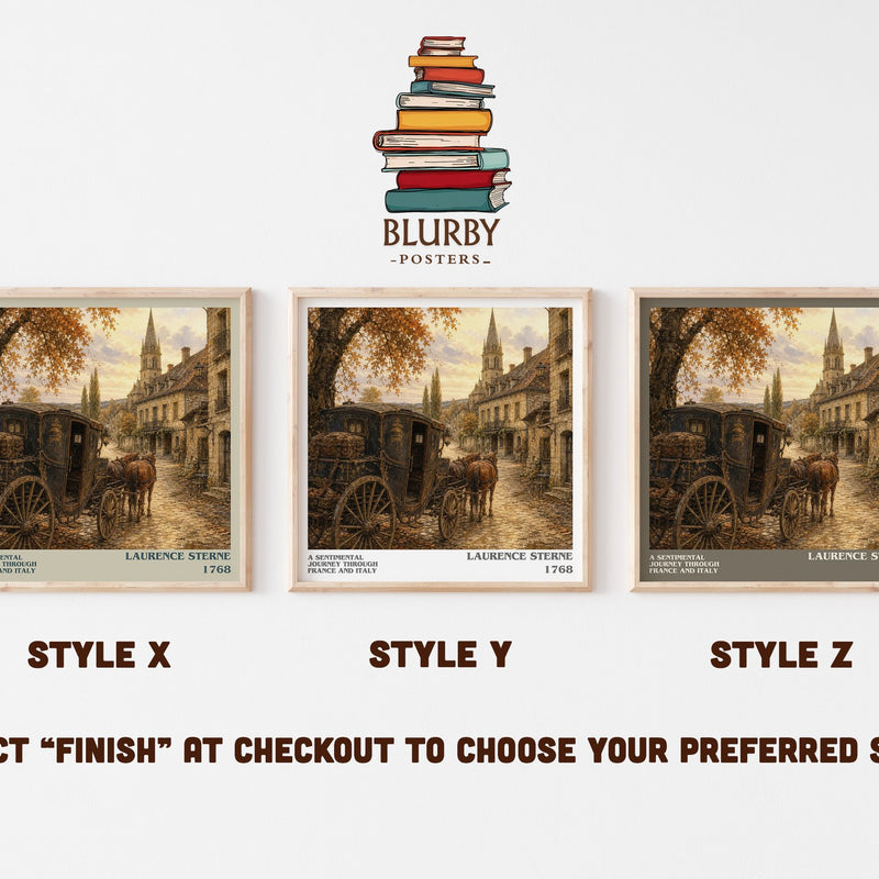 A Sentimental Journey Through France and Italy literary print in frame leaning in hallway – classic literature wall art