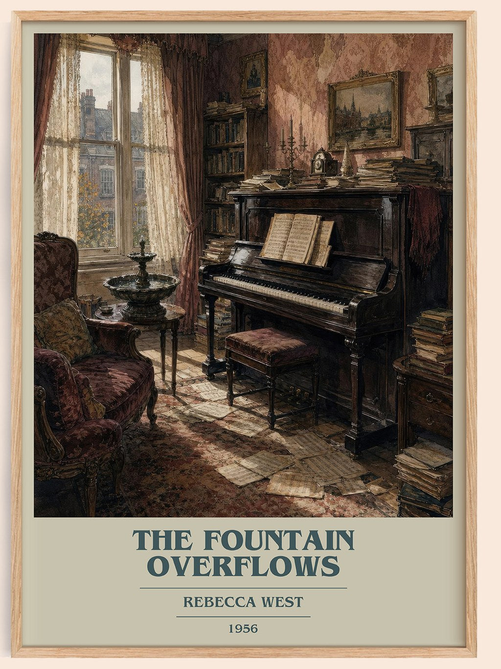 The Fountain Overflows book cover book poster by Rebecca West – framed literary art print