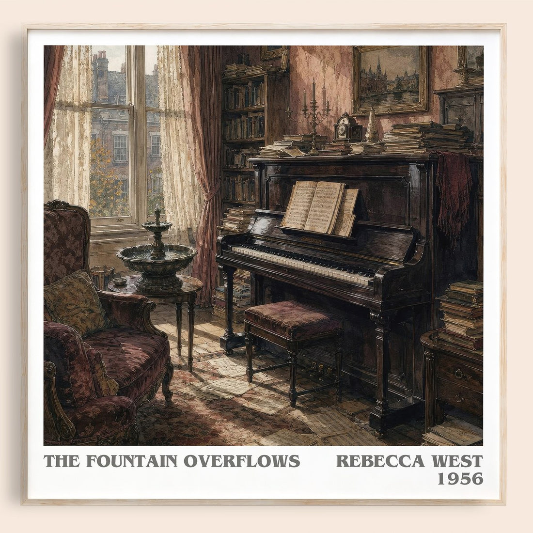 The Fountain Overflows literary book poster by Rebecca West – framed literary art print