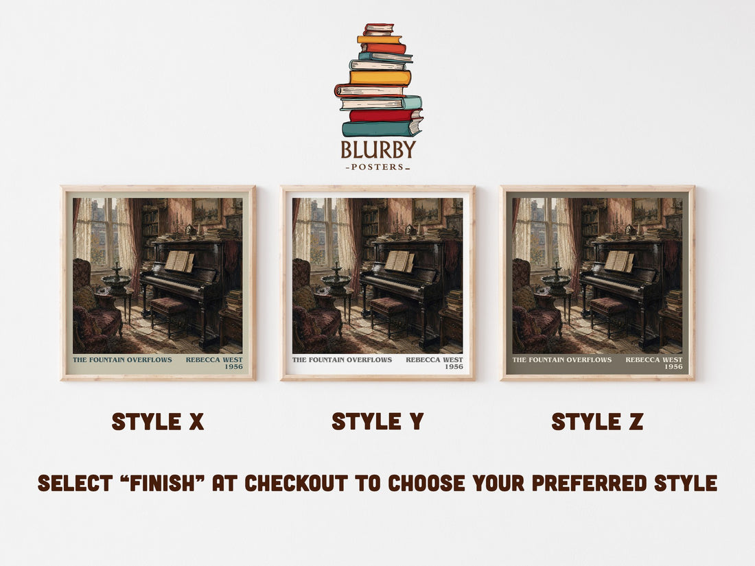 The Fountain Overflows literary print in frame leaning in hallway – literary fiction wall art (mockup)