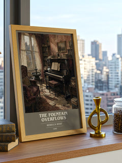 The Fountain Overflows book cover print framed by window – literary home decor