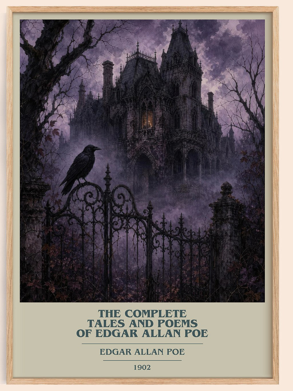 The Complete Tales and Poems of Edgar Allan Poe book cover book poster by Edgar Allan Poe – framed literary art print