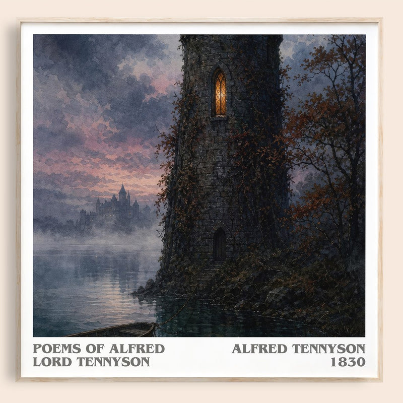 Poems of Alfred Lord Tennyson literary book poster by Alfred Tennyson – framed literary art print