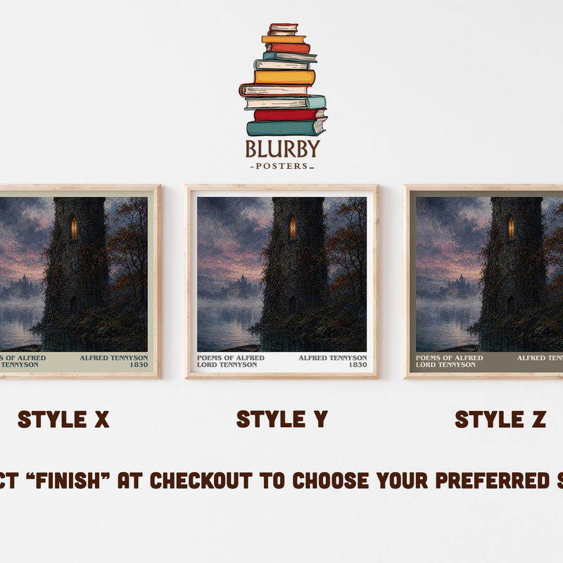 Poems of Alfred Lord Tennyson literary print in frame leaning in hallway – poetry wall art