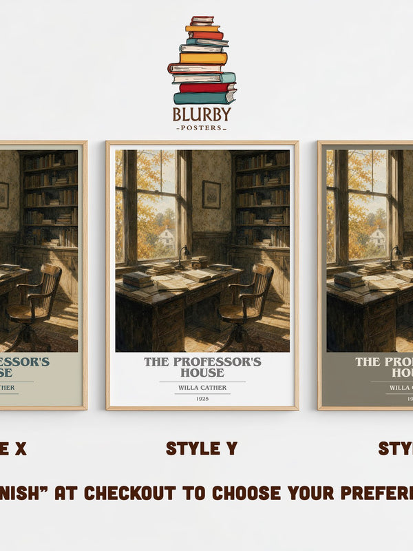 The Professor's House book cover print in frame leaning in hallway – literary fiction wall art