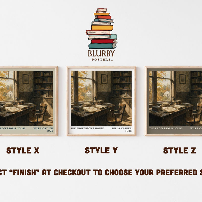 The Professor's House literary print in frame leaning in hallway – literary fiction wall art