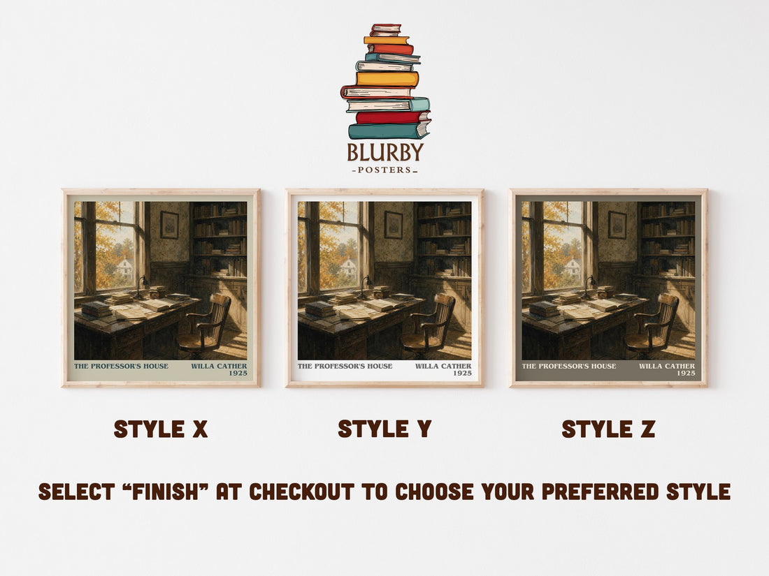 The Professor's House literary print in frame leaning in hallway – literary fiction wall art (mockup)