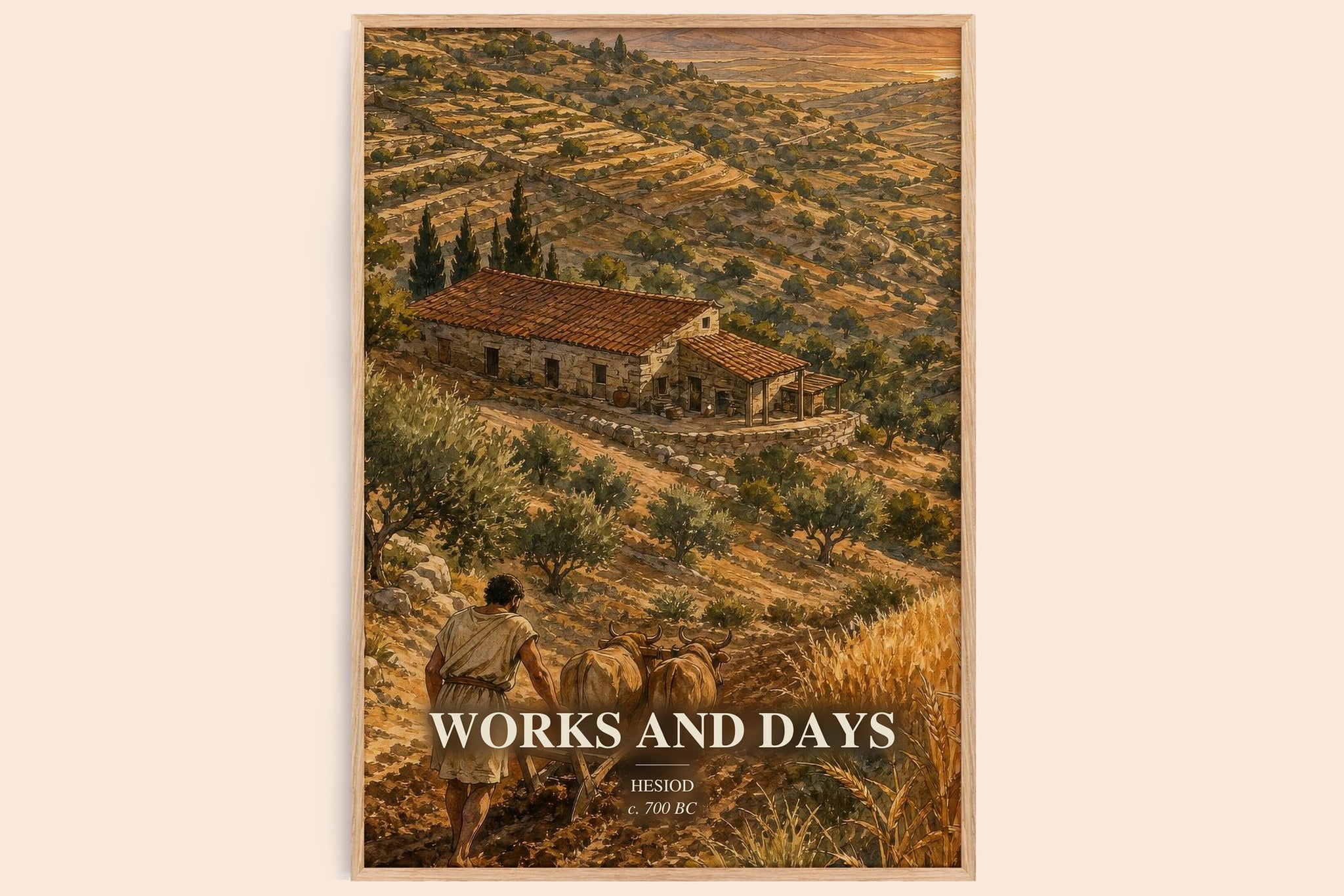 Works and Days Book Watercolour Illustration by Hesiod