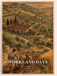 Works and Days watercolour book poster by Hesiod – framed literary art print