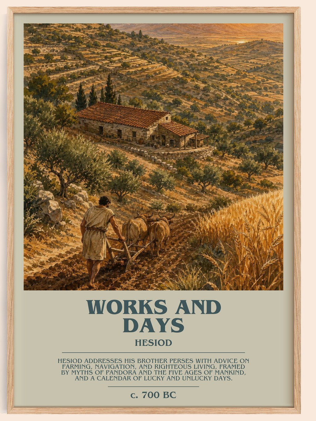 Works and Days bookish book poster by Hesiod – framed literary art print