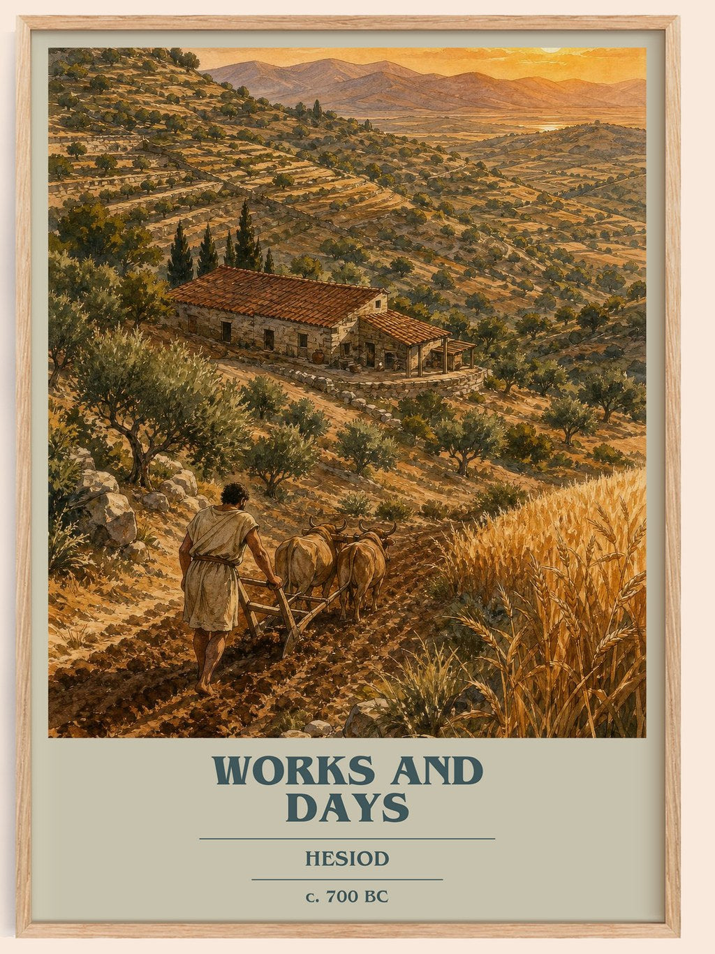 Works and Days book cover book poster by Hesiod – framed literary art print