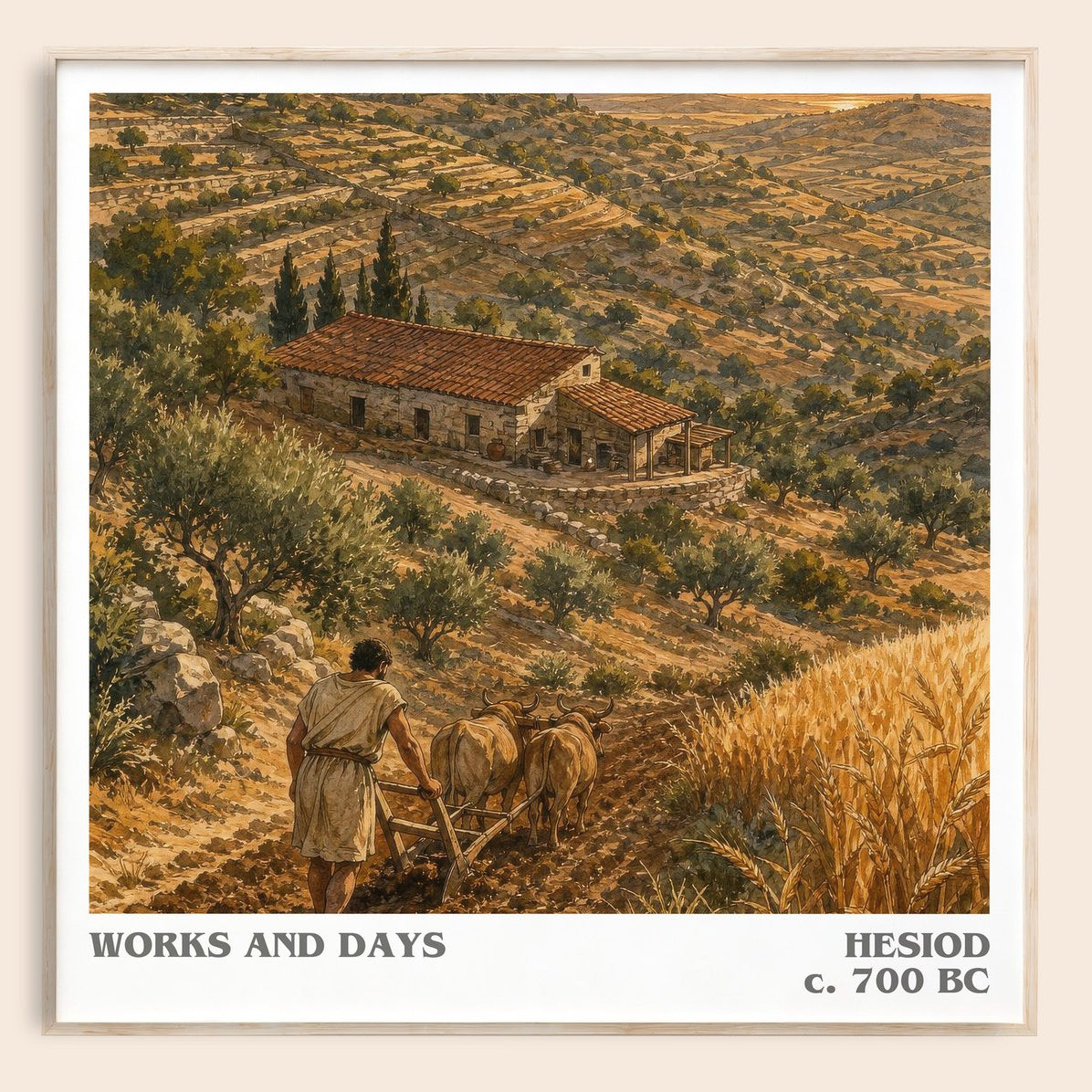 Works and Days literary book poster by Hesiod – framed literary art print