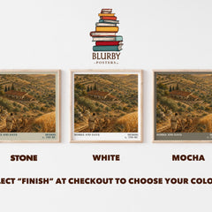 Works and Days literary print framed by window – Stone, White and Mocha square prints side by side – choose your colour