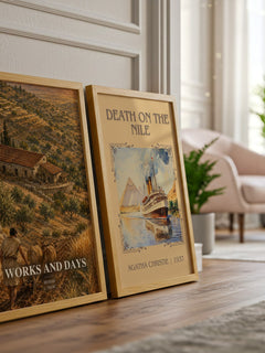 Works and Days watercolour print framed by window – literary home decor