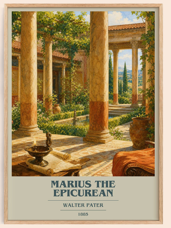 Marius the Epicurean book cover book poster by Walter Pater – framed literary art print