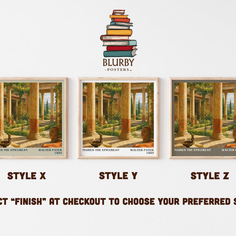 Marius the Epicurean literary print in frame leaning in hallway – philosophy wall art