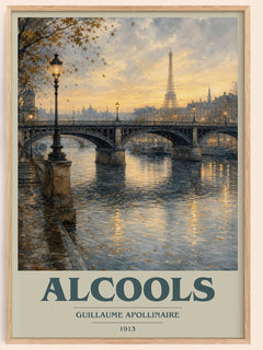Alcools book cover book poster by Guillaume Apollinaire – framed literary art print