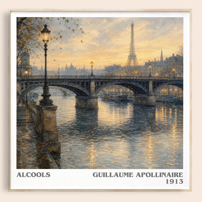 Alcools literary book poster by Guillaume Apollinaire – framed literary art print