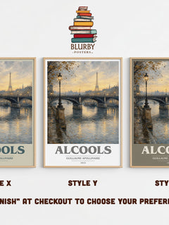 Alcools book cover print in frame leaning in hallway – poetry wall art