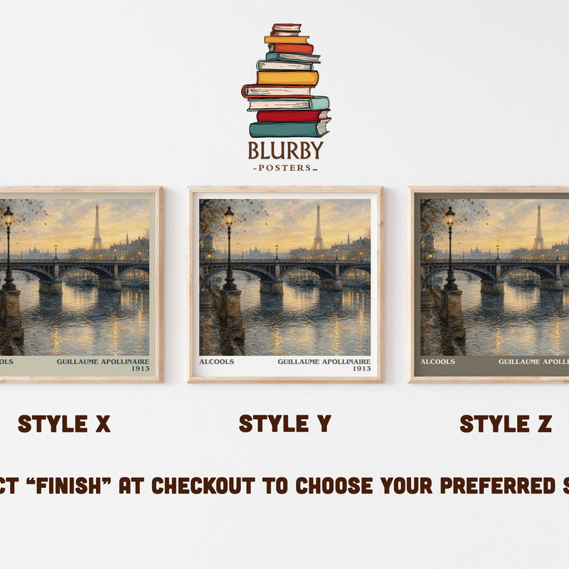 Alcools literary print in frame leaning in hallway – poetry wall art