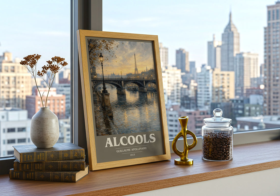 Alcools book cover print framed by window – literary home decor
