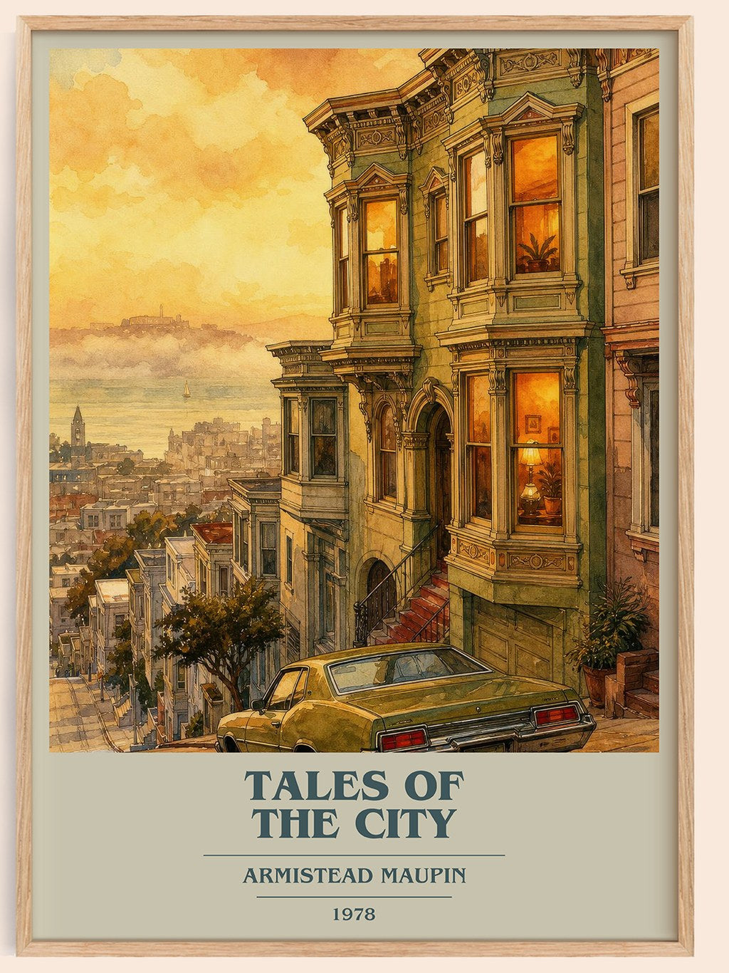 Tales of the City book cover book poster by Armistead Maupin – framed literary art print