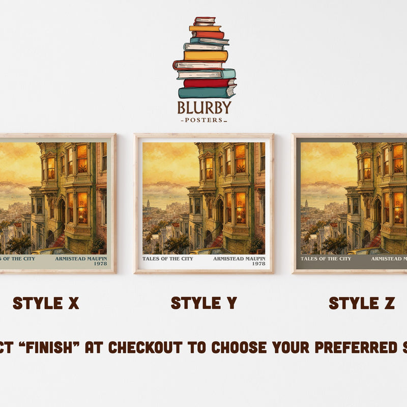 Tales of the City literary print in frame leaning in hallway – literary fiction wall art