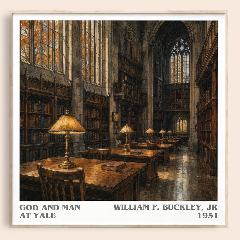 God and Man at Yale literary book poster by William F. Buckley, Jr – framed literary art print