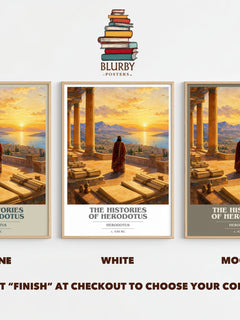 The Histories of Herodotus book cover print framed by window – Stone, White and Mocha side by side – choose your colour