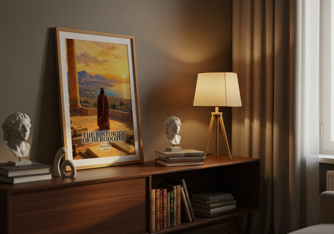 The Histories of Herodotus watercolour print on bookshelf – Herodotus fan gift