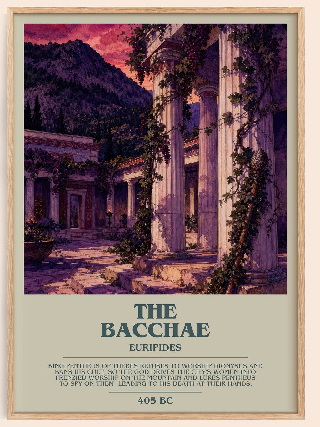 The Bacchae bookish book poster by Euripides – framed literary art print