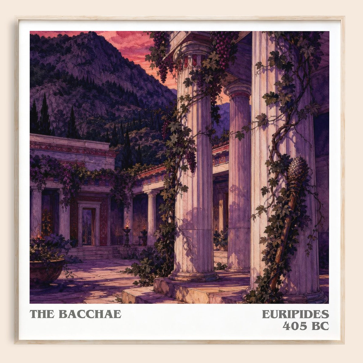 The Bacchae literary book poster by Euripides – framed literary art print