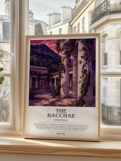 The Bacchae bookish print in frame leaning in hallway – classic literature wall art