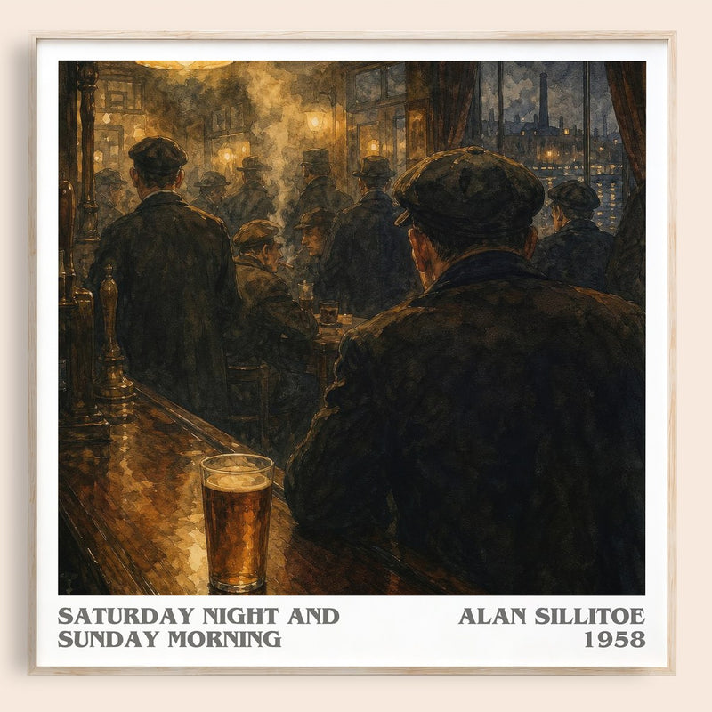 Saturday Night and Sunday Morning literary book poster by Alan Sillitoe – framed literary art print