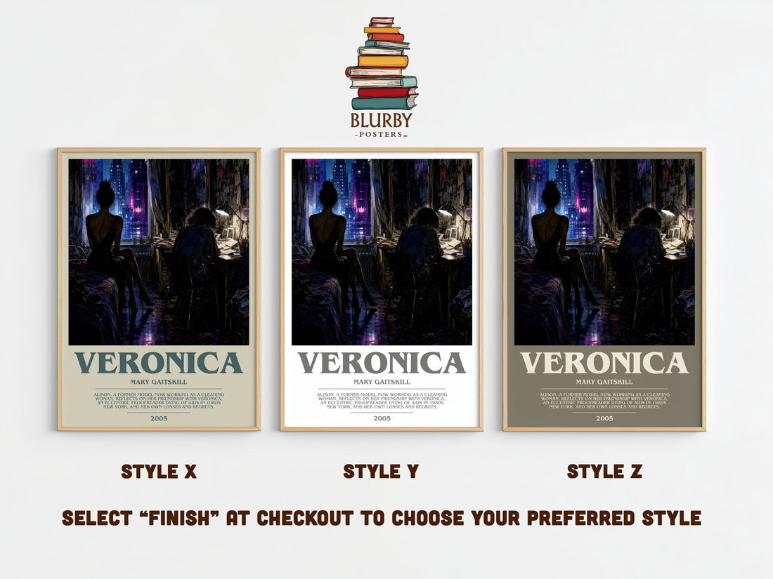 Veronica bookish print framed by window – literary home decor
