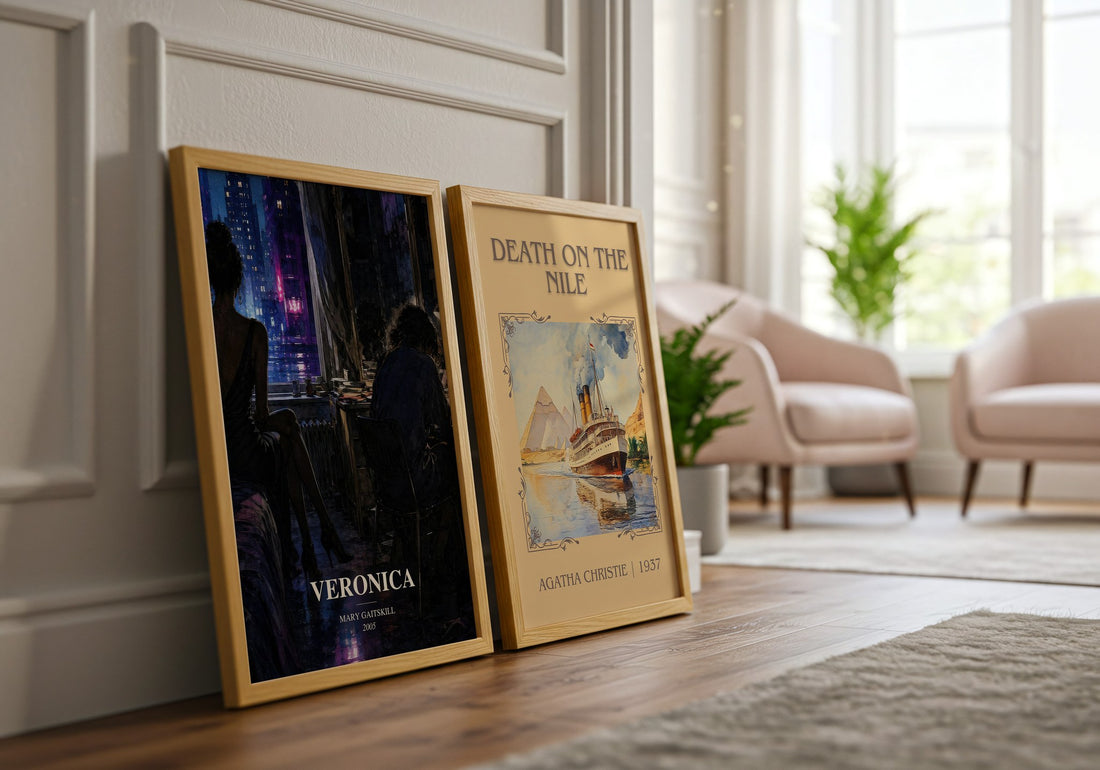 Veronica watercolour print framed by window – literary home decor