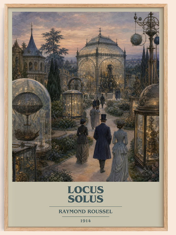 Locus Solus book cover book poster by Raymond Roussel – framed literary art print