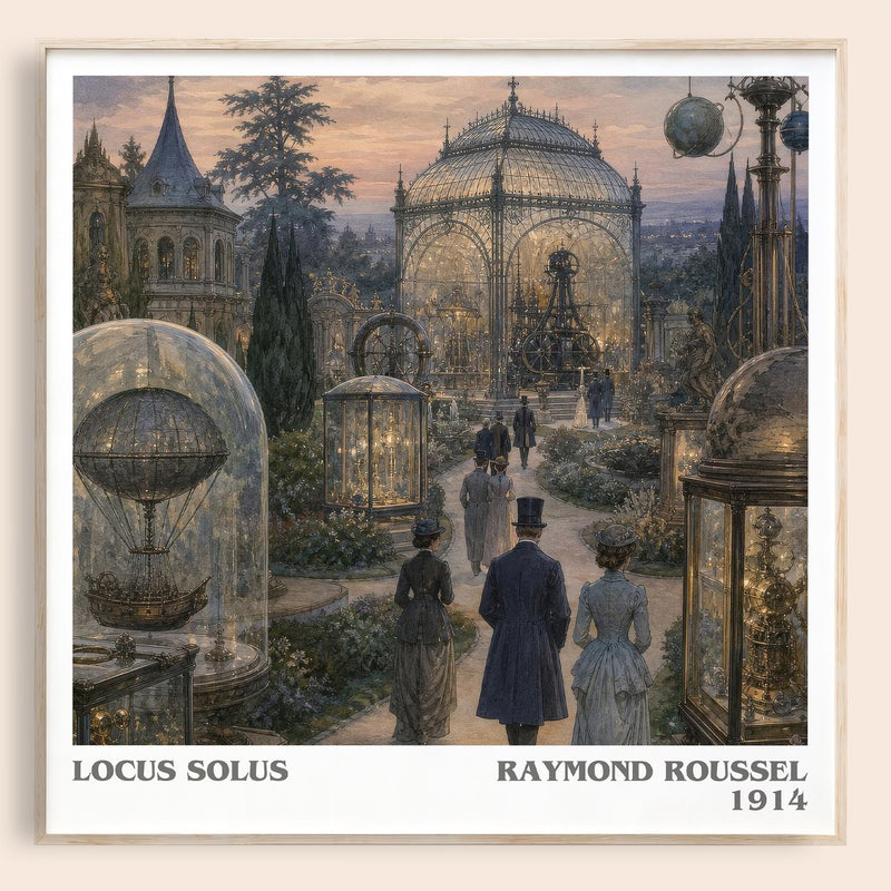 Locus Solus literary book poster by Raymond Roussel – framed literary art print