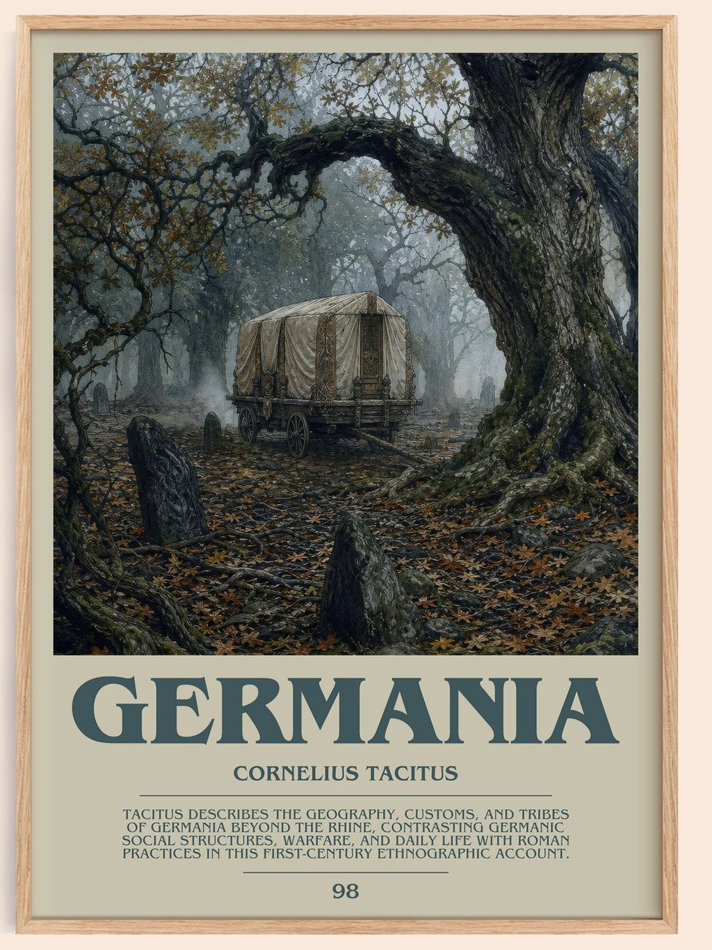 Germania bookish book poster by Cornelius Tacitus – framed literary art print