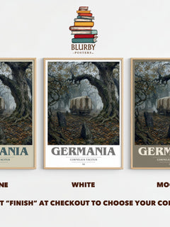 Germania book cover print framed by window – Stone, White and Mocha side by side – choose your colour