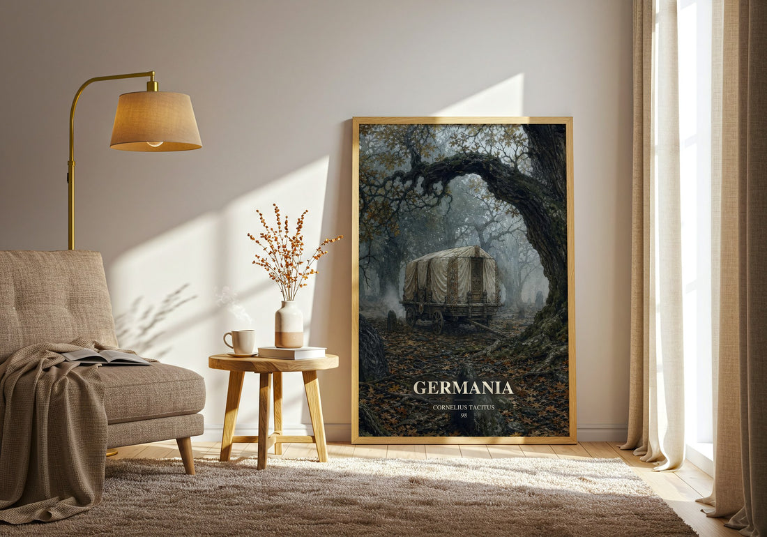 Germania watercolour print in frame leaning in hallway – non fiction wall art