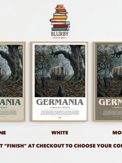 Germania bookish print framed by window – Stone, White and Mocha side by side – choose your colour