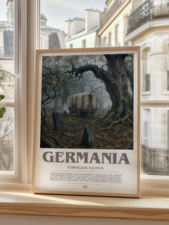 Germania bookish print in frame leaning in hallway – non fiction wall art