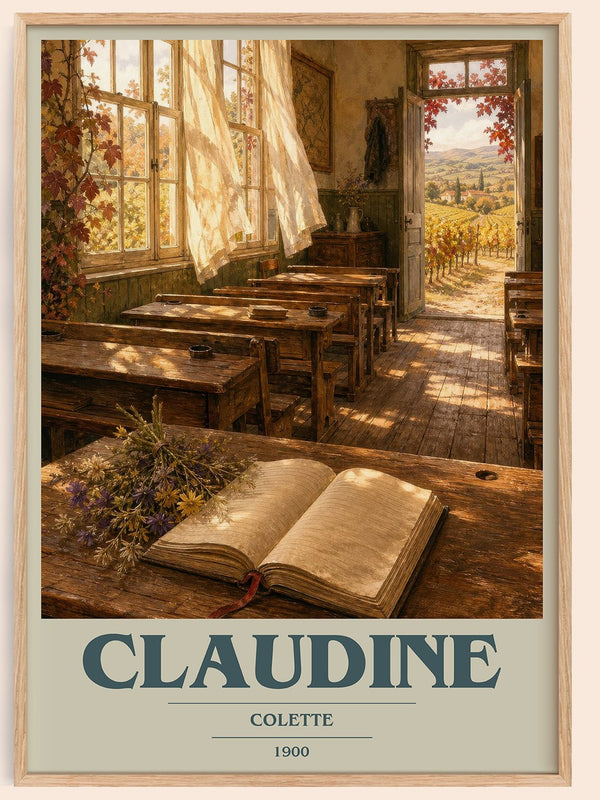 Claudine book cover book poster by Colette – framed literary art print