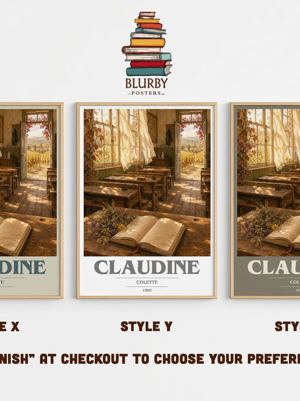 Claudine book cover print in frame leaning in hallway – coming of age wall art