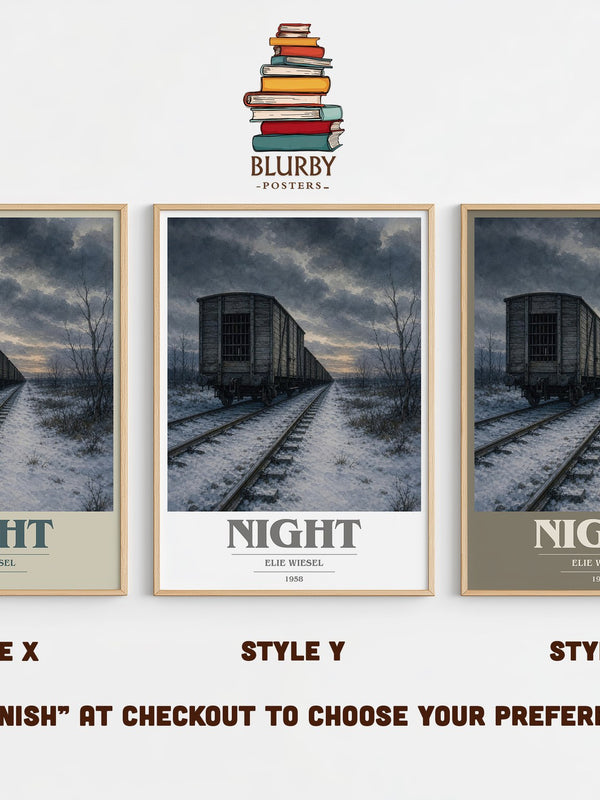 Night book cover print in frame leaning in hallway – memoir wall art