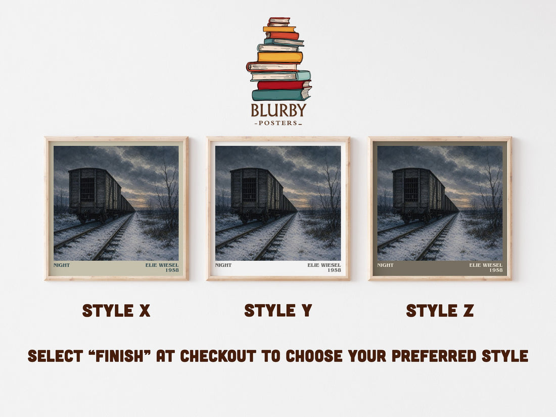 Night literary print in frame leaning in hallway – memoir wall art (mockup)