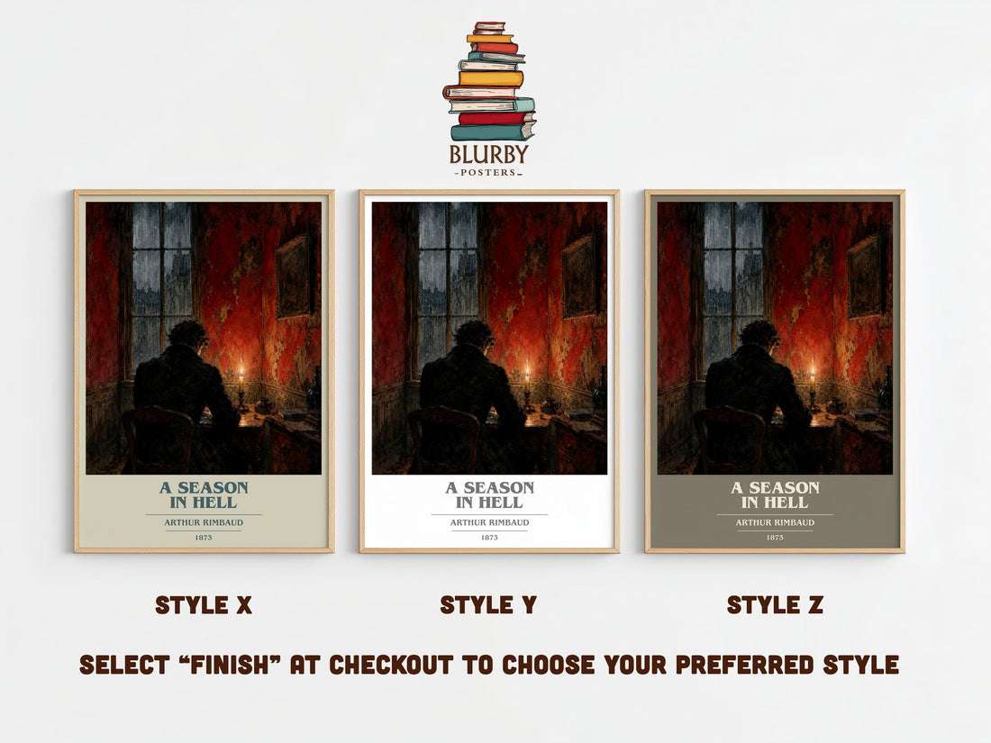 A Season in Hell book cover print framed by window – literary home decor